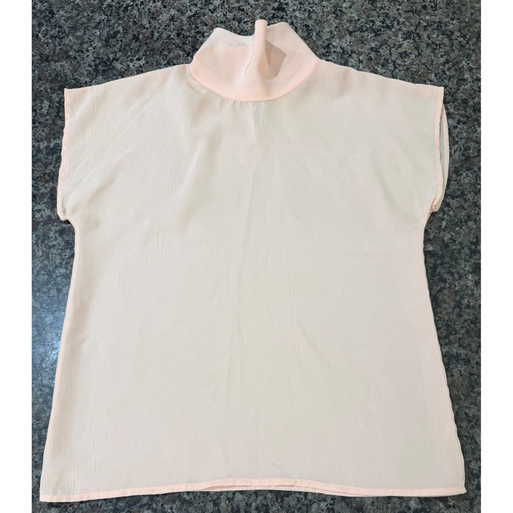 Career Concepts by Colony VTG Peach Mock Neck Sleeveless Blouse Pearl Button S